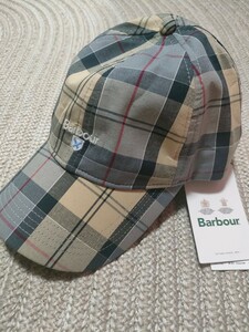 新品 未使用 Barbour バブアー コットン キャップ チェック ベージュ グレー 帽子 フリーサイズ