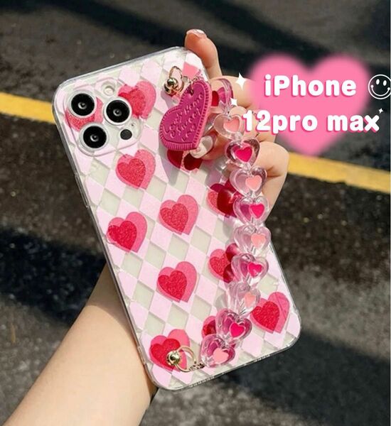 【新品】iPhone12pro max 携帯カバー　ケース　ピンク　ハート