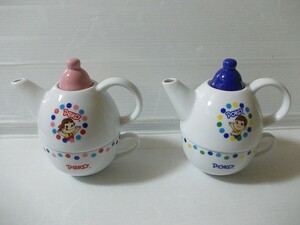 不二家★ペコちゃん★ティーフォーワン 2点セット★陶器製★ポット★カップ★ポコちゃん★ドッグ