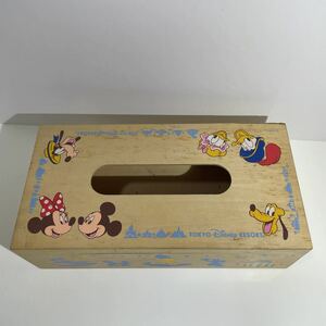 当時物 東京ディズニーリゾート 木製 ティッシュBOX ケース TOKYO Disney RESORT サイズ 縦約14.3cm 横約28cm 高さ約8cm