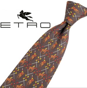 285/ 美品 ETRO エトロ 中古 USED ネクタイ 馬柄