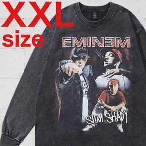 【SALE】エミネム　SLIM SHADY　ヴィンテージ加工　長袖Tシャツ　ブラック　XXL