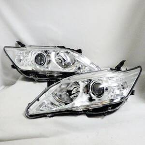 レンズクリア カムリ 50 AVV50 前期 ヘッドライト ヘッドランプ HID キセノン 左右 右 左 LH RH KOITO 33-150 打印 4 ステー折れ無