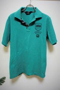 【VE-08】Munsingwear マンシング ゴルフ ウェア ワッペン付き 半袖ポロシャツ L ターコイズ 美品