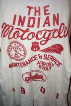 【VE-25】INDIAN MOTOCYCLE インディアンモーターサイクル ビンテージ風 しみこみプリント 半袖 Tシャツ 白 ホワイト×赤 レッドL 美品_画像6