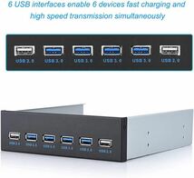 Richer-R USBフロントパネル BB486 5.25インチ USB 3.0ハブ 19ピン to 6インターフェース4 * USB3.0 + 2 * USB2.0 USB前面パネル_画像2