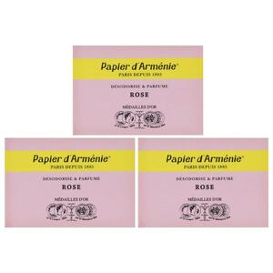 除菌消臭に【papier d'armenie】パピエダルメニイ紙のお香 ローズ　3個セット