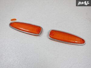 日産 NISSAN 純正 GC10 GC110 スカイライン ハコスカ ケンメリ ウインカー レンズ 2枚 メッキ ガーニッシュ付 IKI 5007 旧車 当時物 棚19X