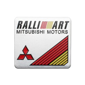 【送料込】RALLI ART(ラリーアート) エンブレムプレート 縦5.5cm×横6cm アルミ製 三菱