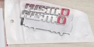 【送料込】NISMO(ニスモ) 3Dエンブレム 2枚組 シルバー ミニサイズ 縦1.3cm×横6.5cm 金属製 日産 GTR