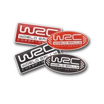 【送料込】WRC エンブレムプレート 赤角 縦3.9cm×横8.0cm SUBARU スバル STI アルミ製_画像2