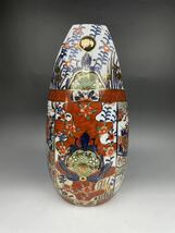 有田焼 伊万里焼 手桶 花瓶 手付桶花入 高さ約41cm 飾壺 金彩色絵 フラワーベース 花器 牡丹 花柄 オブジェ 置物 インテリア 赤 豪華_画像2