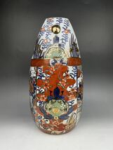 有田焼 伊万里焼 手桶 花瓶 手付桶花入 高さ約41cm 飾壺 金彩色絵 フラワーベース 花器 牡丹 花柄 オブジェ 置物 インテリア 赤 豪華_画像4