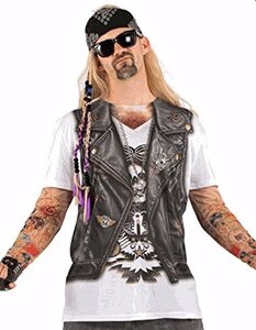 ta палец на ноге рукав . лучший . становится .. Biker принт футболка L~XL Halloween костюм