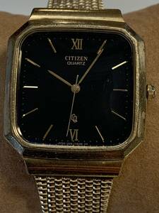 Ｂ744　腕時計　CITIZEN/シチズン　1230-214153 TA クォーツ　3針　ブラック×ゴールド