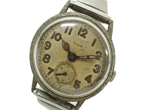 2LO ELGIN エルジン 1940’s ミリタリー 軍用 スモセコ 手巻き 腕時計 伸縮ベルト 稼働品 ヴィンテージ