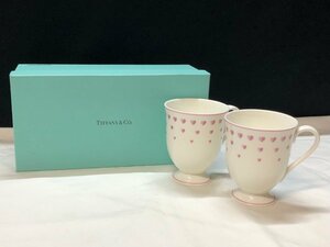 23B242 送料無料 TIFFANY＆Co. ティファニー ペア マグカップ ピンクハート マグ 箱付き 洋食器 中古 未使用 保管品