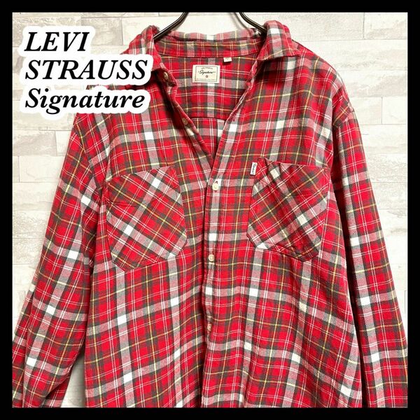 【LEVI STRAUSS Signature】リーバイス　赤チェックネルシャツ　リーバイストラウスシグネチャー　Levi's