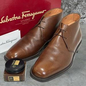 ☆美品☆Salvatore Ferragamo 7.5EE/25.5CM MEMPHIS サルヴァトーレフェラガモ チャッカブーツ メープル メンフィス ビジネスシューズ