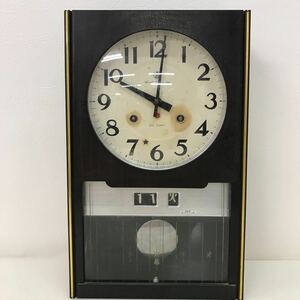 15　中古　アイチの時計　ゼンマイ式　振り子時計　掛時計　№5704　アンティーク　ジャンク　動作未確認　縦42ｃｍ　幅26ｃｍ
