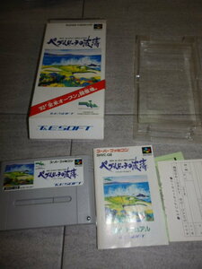 マニア向け 状態良好 ぺブルビーチの波濤 SFC 箱 説明書付き スーパーファミコン ハガキ付き H1/2471