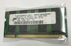 Micron 2Rx8 PC2-5300S 2GB DDR2 ノートPC用 メモリ 200ピン DDR2 667 LAPTOP RAM　中古動作確認済み