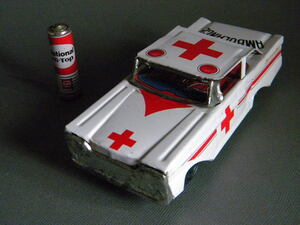 当時物 ★★tin toys 日本製ブリキ AMBULANCE 救急車 !! 国産車 アメ車 madi in japan 旧車「定形外/LP可」★★未使用 デッドストック品