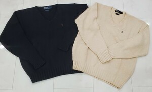 【美品】売り切り福袋★ラルフローレン　Ralph Laurenセーター２点セット　ウール100%　メンズ： L　ニットセーター POLO