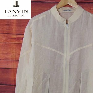 ランバンLANVIN■イタリア製 リネン100％ ジップジャケット ブルゾン スタンドカラー■■アイボリー ※NK3908321