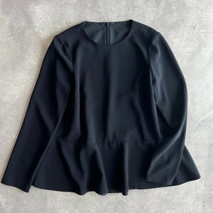 美品 / MACKINTOSH PHILOSOPHY マッキントッシュ フィロソフィー / ノーカラー ペプラム ブラウス / 36 (S) レディース 黒 長袖 上品 秋