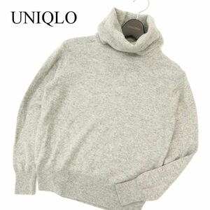 UNIQLO ユニクロ 秋冬 タートルネック カシミヤ100%★ ニット セーター Sz.M　レディース グレー　C3T08438_9#K