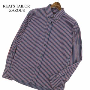 REATS TAILOR ZAZOUS リーツテイラーザズー 通年 長袖 ストライプ★ ボタンダウン シャツ Sz.38　メンズ モッズ ネイビー　C3T08416_9#C