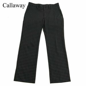 Callaway キャロウェイ 秋冬 チェック 裏起毛★ ストレッチ ストレート パンツ Sz.L　メンズ ゴルフ　C3B03701_A#Q