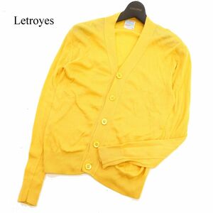 フランス製★ Letroyes ルトロワ 通年 コットン ニット カーディガン 羽織り Sz.S　メンズ 黄色　C3T08556_A#O