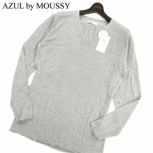 【新品 未使用】 AZUL by MOUSSY アズール マウジー 秋冬 ウォッシャブル★ Vネック ニット セーター Sz.XL　メンズ グレー　C3T08608_A#K