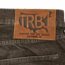 TRUE RELIGION トゥルーレリジョン 秋冬 USED加工★ 牛革パッチ 細コーデュロイ パンツ Sz.32　メンズ 茶色　C3B03708_A#Q_画像7