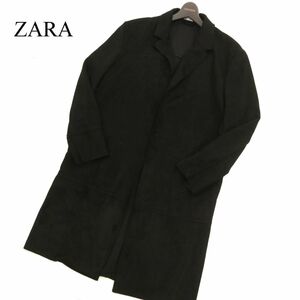 ZARA ザラ マン 秋冬 【フェイク スウェード レザー】 チェスター コート Sz.M　メンズ 黒　C3T08758_A#N