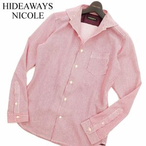 HIDEAWAYS NICOLE ハイダウェイ ニコル 通年 長袖 ストライプ柄 ホリゾンタルカラー シャツ Sz.46　メンズ 赤　C3T08902_A#C