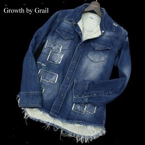 Growth by Grail グロースバイグレイル 通年 長袖 リペア加工★ウエスタン スウェット デニム シャツ Sz.M　メンズ　C3T08898_A#C