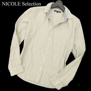 NICOLE Selection ニコル セレクション 通年 スリム★ 長袖 ストライプ シャツ Sz.46　メンズ 白 黄色　C3T08835_A#C