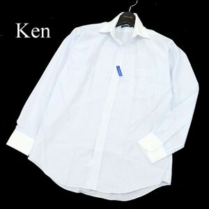 【新品 未使用】 KEN COLLECTION ケンコレクション 石津謙介 ノンアイロン 長袖 クレリック ストライプ シャツ Sz.L　メンズ　C3T08789_A#C