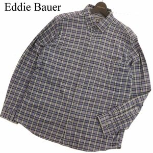 Eddie Bauer エディーバウアー 通年 ロゴタグ★ 長袖 ボタンダウン チェック シャツ Sz.L　メンズ アウトドア　C3T08810_A#C