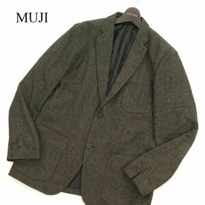 20aw MUJI 無印良品 秋冬 ヘリンボーン柄★ ウール 2B ツイード テーラード ジャケット Sz.L　メンズ　C3T08854_A#N