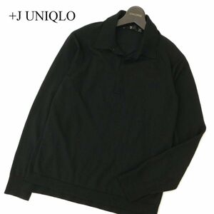 21AW★ +J UNIQLO ユニクロ × ジルサンダー 秋冬 長袖 ウール★ ニット ポロシャツ Sz.M　メンズ 黒　C3T08929_A#K