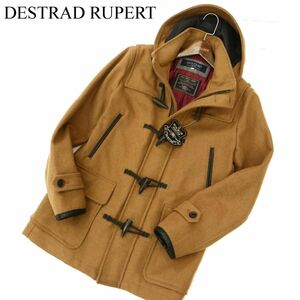 DESTRAD RUPERT ルパート 秋冬 牛革使い フード着脱可★ メルトン ウール ダッフルコート Sz.L　メンズ キャメル　C3T08863_A#N