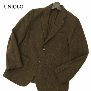 20AW★ UNIQLO ユニクロ 秋冬 ウール★ ツイード 2B テーラード ジャケット Sz.M　メンズ 茶色　C3T08934_A#N