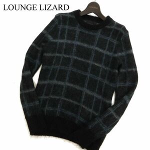 LOUNGE LIZARD ラウンジリザード 秋冬 【高級 キッドモヘヤ★ウール混】 チェック柄 ニット セーター Sz.2　メンズ モヘア　C3T09003_A#K