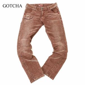 GOTCHA ガッチャ 通年 加工 ロゴ刺繍 コーデュロイ★ スリムストレート パンツ Sz.S　メンズ サーフ　C3B03842_A#R