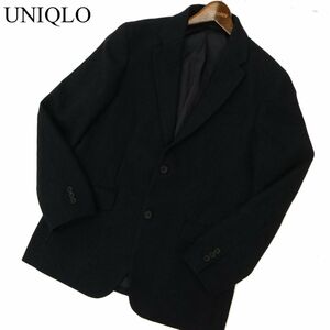 22AW★ UNIQLO ユニクロ 秋冬 ウール混★ ヘリンボーン柄 2B ツイード テーラード ジャケット Sz.S　メンズ ネイビー　C3T09102_A#N