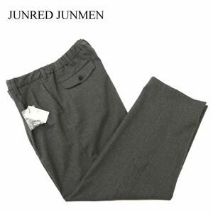 【新品 未使用】 JUNRED JUNMEN ジュンレッド ジュンメン 通年 千鳥 ストレッチ 2タック スラックス パンツ Sz.L　メンズ 灰　C3B03843_A#R